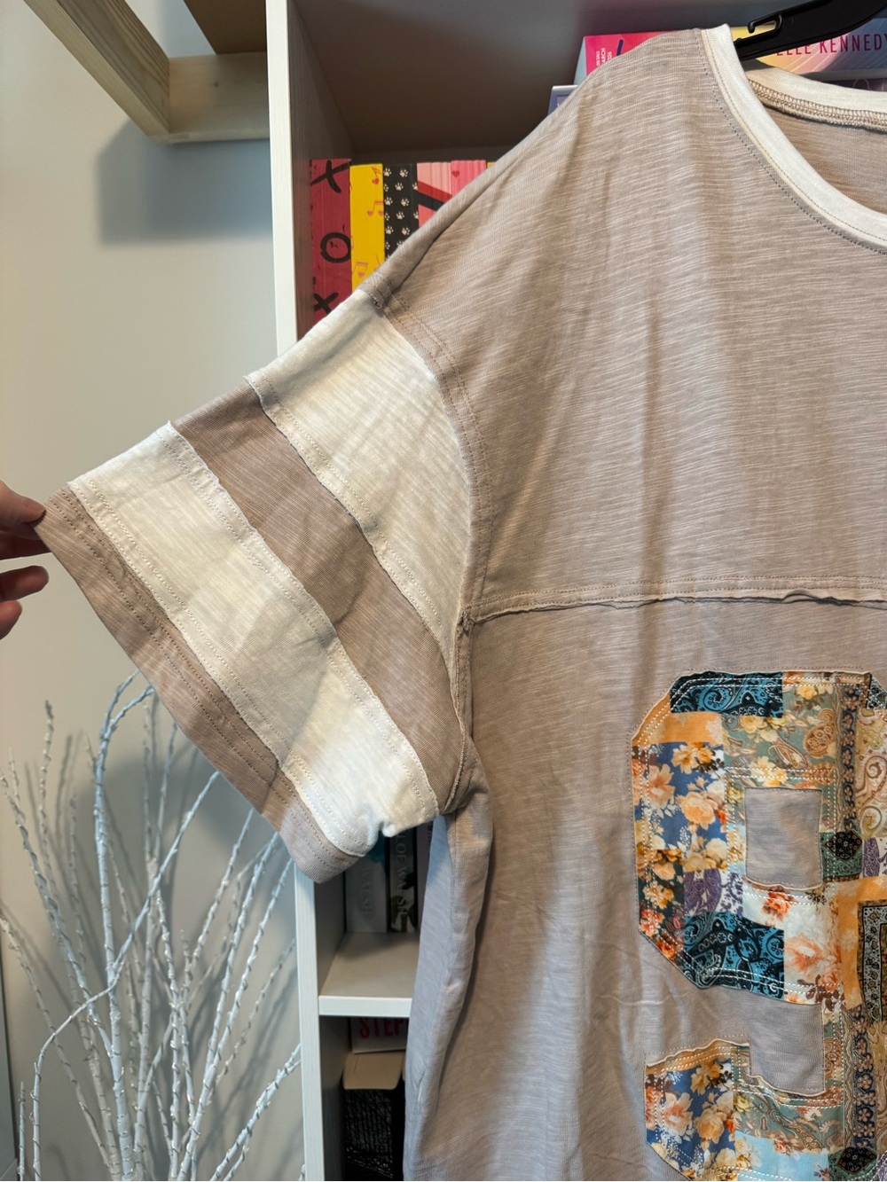 Beige Oversize Patchwork 98 Graphic Tee - Picture 3 of 5
